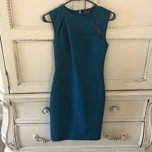 Topshop Shoulder Splice Ribbed Body-Con Dress Teal